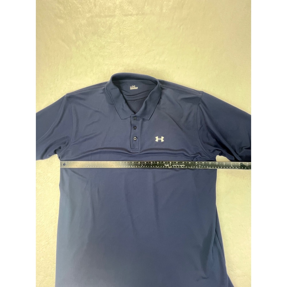 Under Armour Men XXL Navy Blue Polo Shirt Short Sleeve Golf Athletic Performance - Picture 5 of 6
